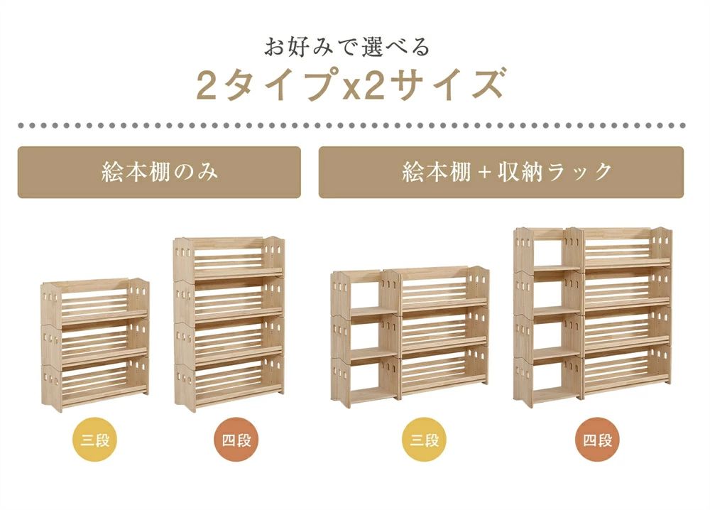 P10倍! 組み合わせ自由自在 本棚 おもちゃ箱 天然木製 ランドセル対応 おもちゃラック 絵本棚 三段 四段 分割使用 高さ調 blisstimeshop-10003274 Bliss time shop 2号店 サンプル画像3