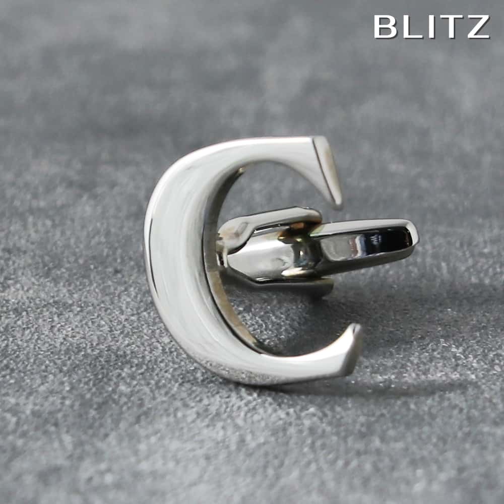 【BLITZ】 カフス カフスボタン オシャレ シャツ バラ売り シルバー アルファベット C メンズ カフリンクス CUFFS CUFFLINKS スーツ お...
