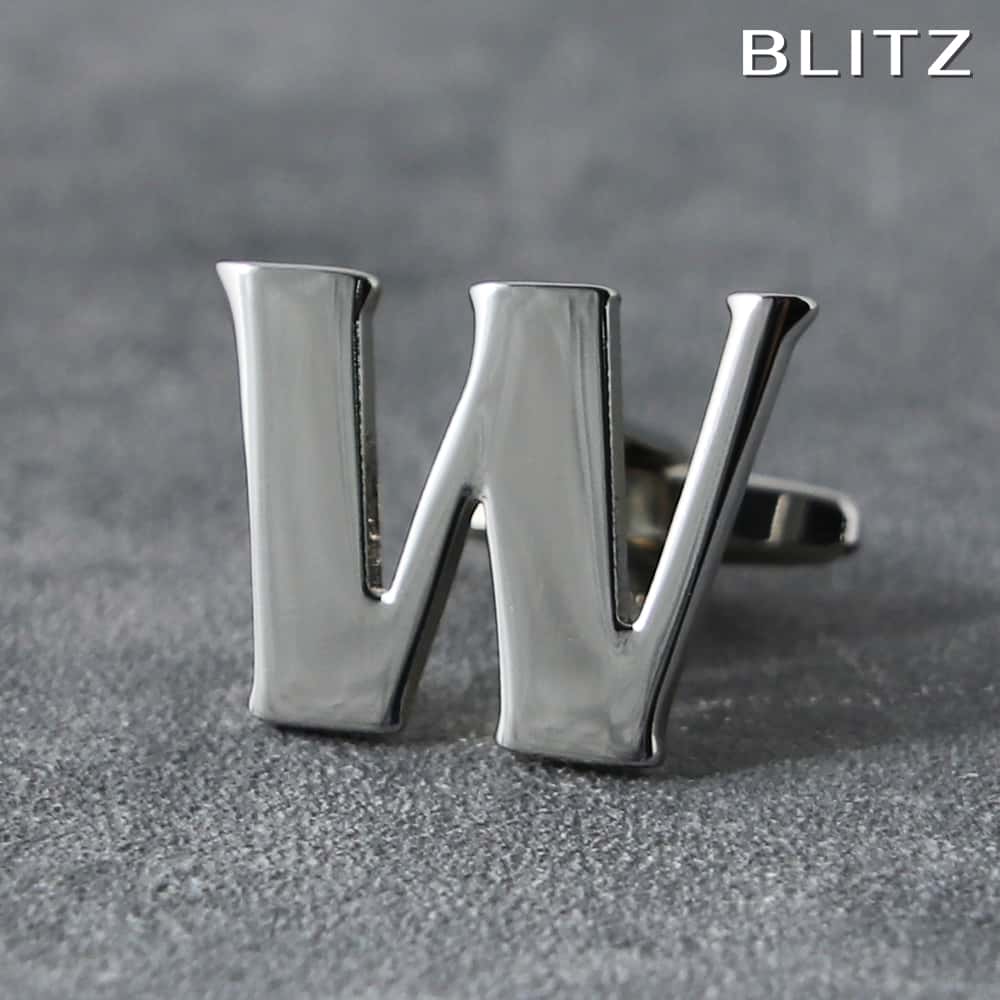 【BLITZ】 カフス カフスボタン オシャレ シャツ バラ売り シルバー アルファベット W メンズ カフリンクス CUFFS CUFFLINKS スーツ お...