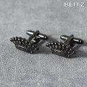 【BLITZ】 カフス カフスボタン オシャレ シャツ ブラック ティアラ 王冠 メンズ カフリンクス CUFFS CUFFLINKS スーツ おしゃれ 紳士 ...