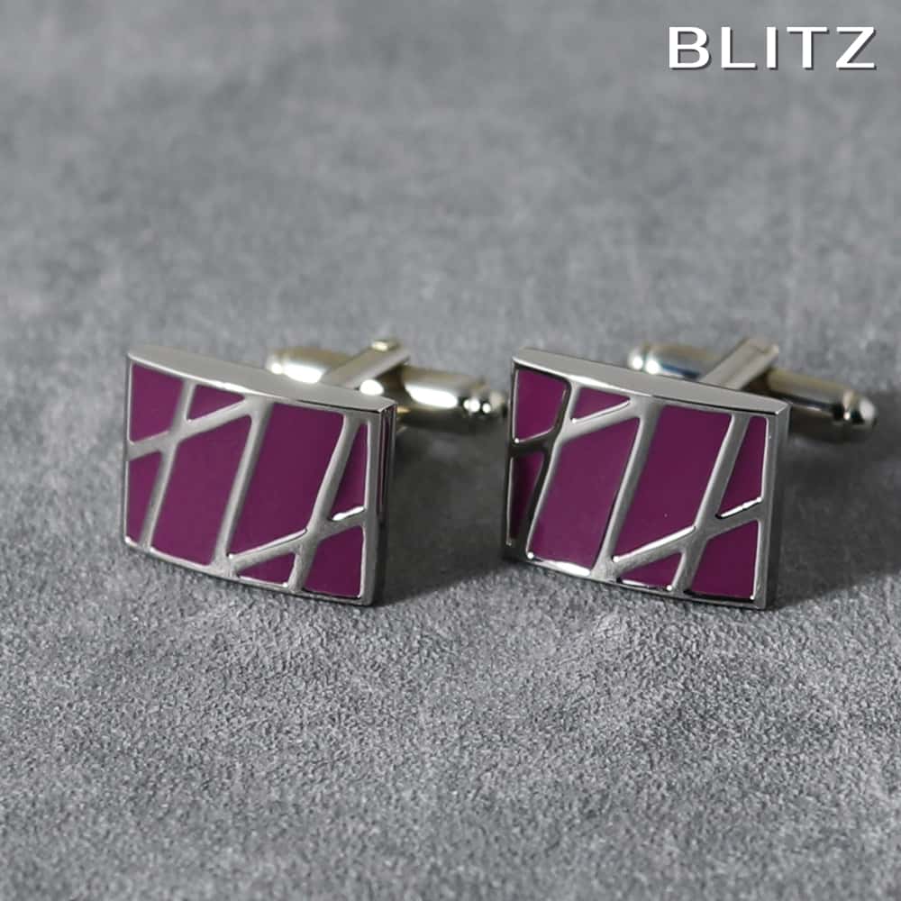 【BLITZ】 カフス カフスボタン オシャレ シャツ シルバー パープル メンズ カフリンクス CUFFS CUFFLINKS スーツ おしゃれ 紳士 シンプ...