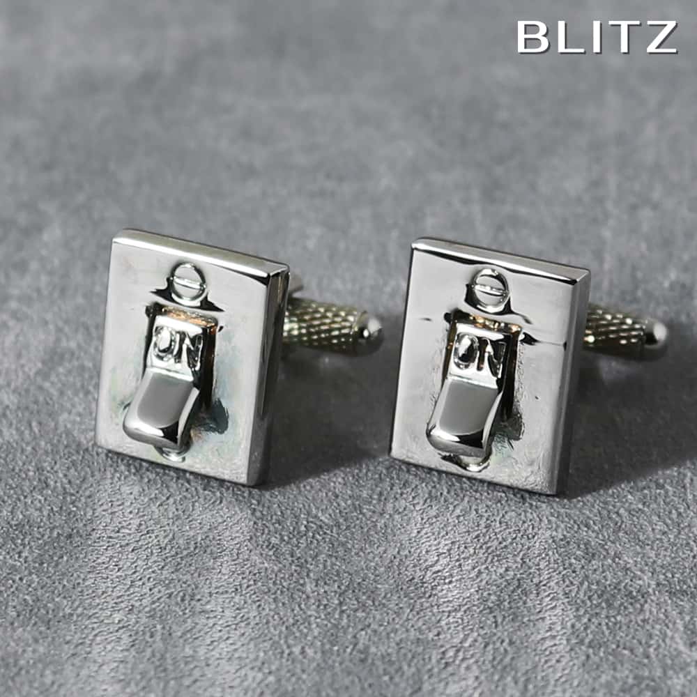 【BLITZ】 カフス カフスボタン オシャレ シャツ シルバー スイッチ ON OFF メンズ カフリンクス CUFFS CUFFLINKS スーツ おしゃれ...