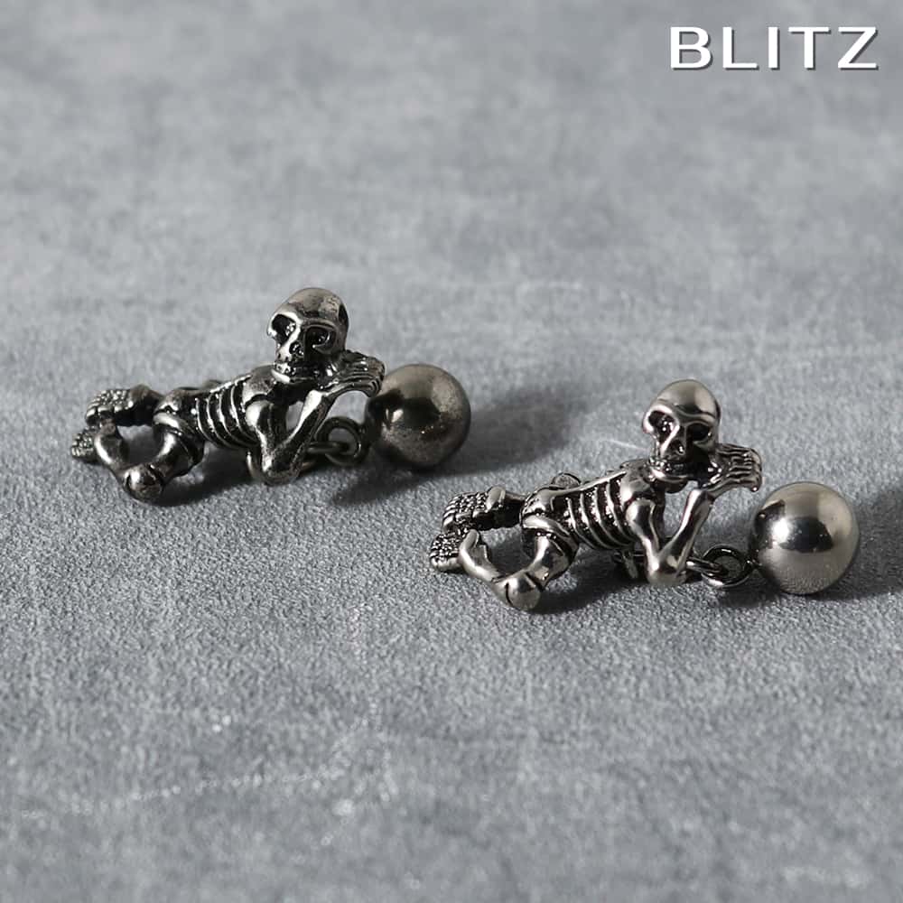 【BLITZ】 カフス カフスボタン オシャレ シャツ ブラック ガイコツ ドクロ 髑髏 メンズ カフリンクス CUFFS CUFFLINKS スーツ おしゃれ...