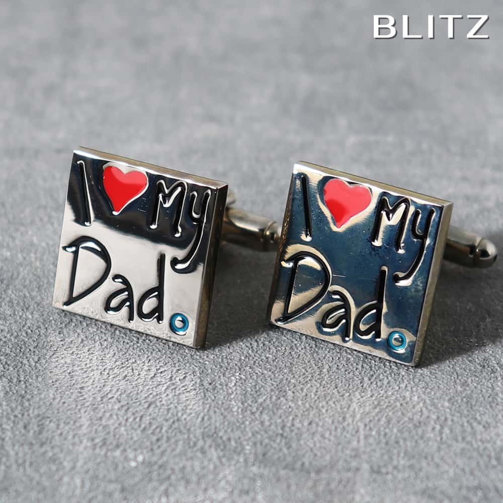 【BLITZ】 カフス カフスボタン オシャレ シャツ シルバー I LOVE DAD ロゴ メンズ カフリンクス CUFFS CUFFLINKS スーツ おし...