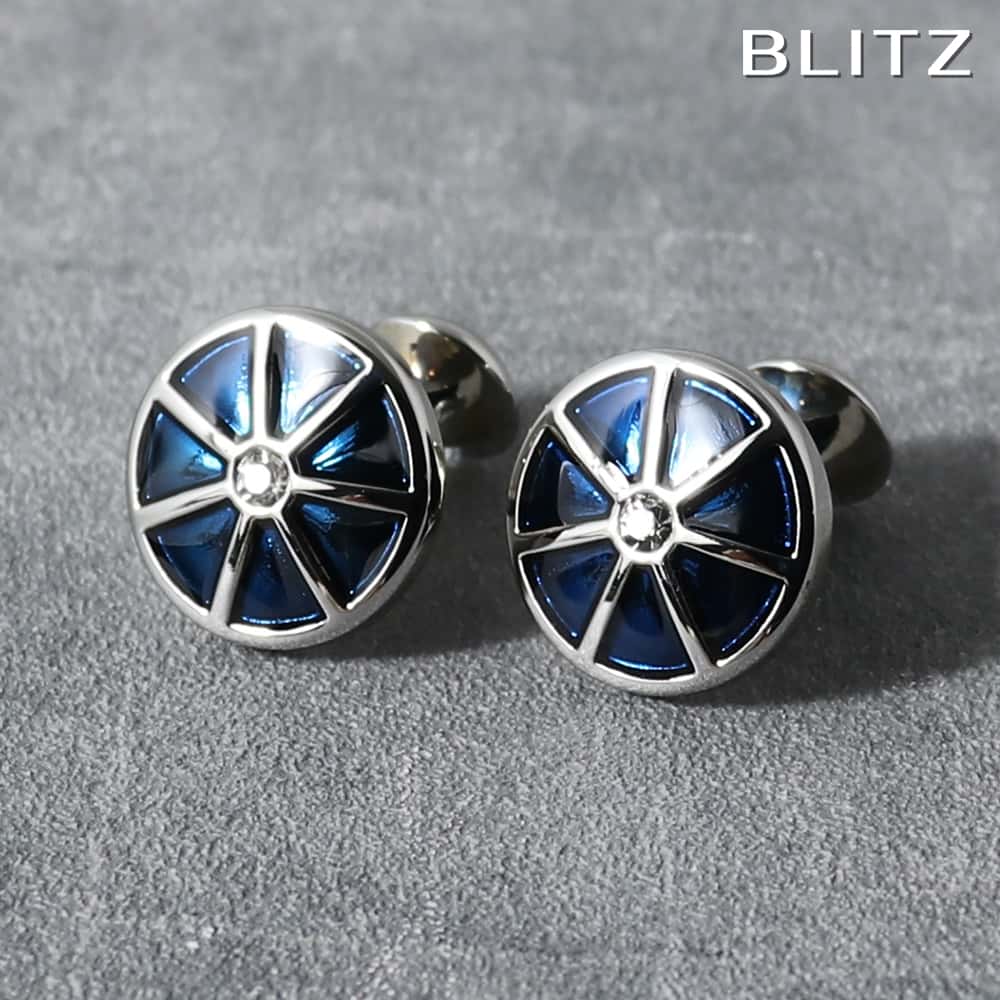 【BLITZ】 カフス カフスボタン オシャレ シャツ シルバー ブルー メンズ カフリンクス CUFFS CUFFLINKS スーツ おしゃれ 紳士 シンプル...