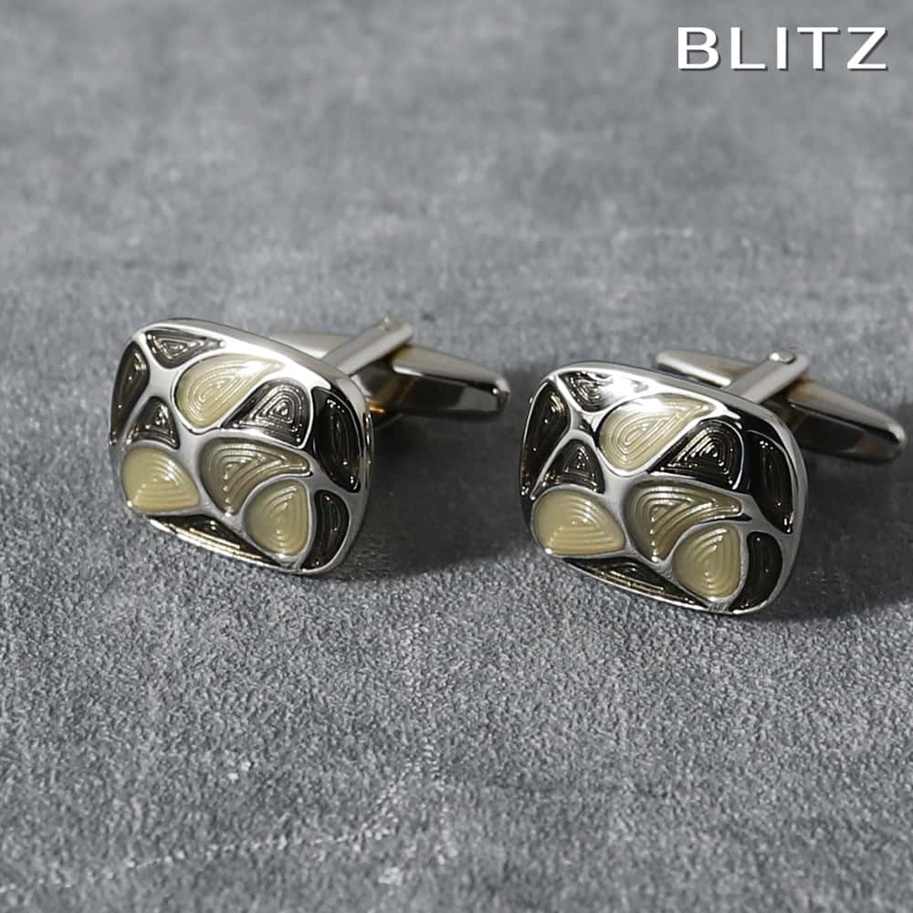 【BLITZ】 カフス カフスボタン オシャレ シャツ シルバー イエロー メンズ カフリンクス CUFFS CUFFLINKS スーツ おしゃれ 紳士 シンプ...