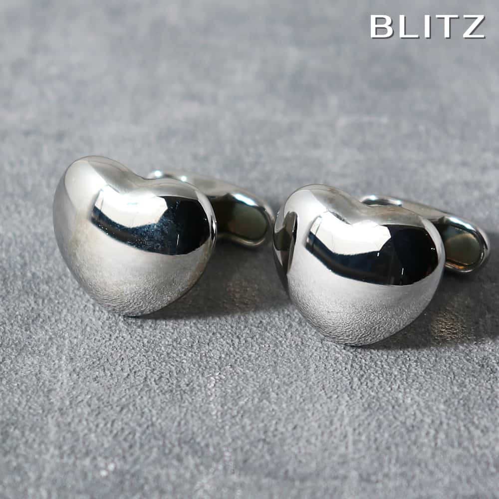 【BLITZ】 カフス カフスボタン オシャレ シャツ シルバー ハート メンズ カフリンクス CUFFS CUFFLINKS スーツ おしゃれ 紳士 シンプル...