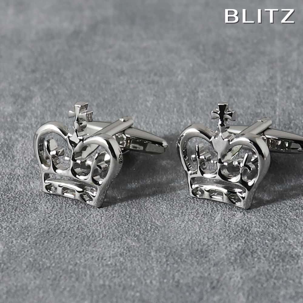 【BLITZ】 カフス カフスボタン オシャレ シャツ シルバー 王冠 クラウン メンズ カフリンクス CUFFS CUFFLINKS スーツ おしゃれ 紳士 ...