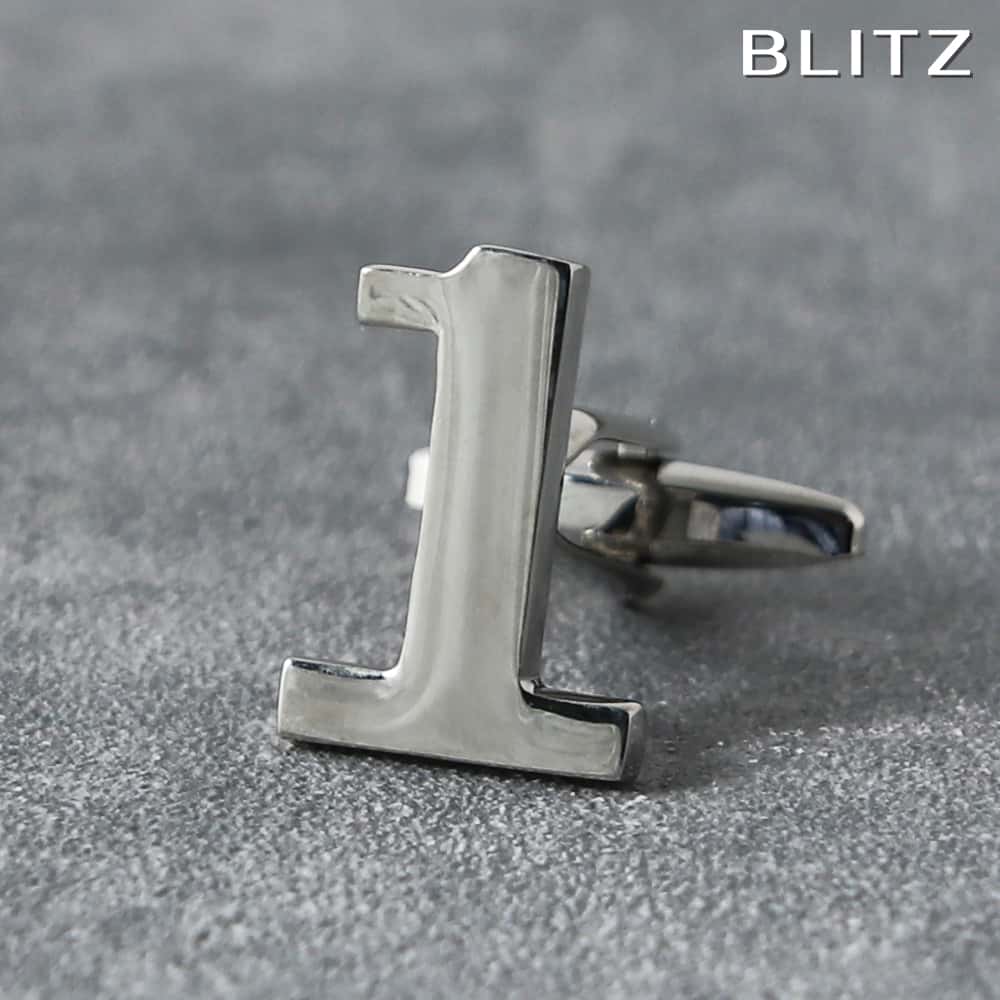 【BLITZ】 カフス カフスボタン オシャレ シャツ バラ売り シルバー 数字 1 メンズ カフリンクス CUFFS CUFFLINKS スーツ おしゃれ 紳...