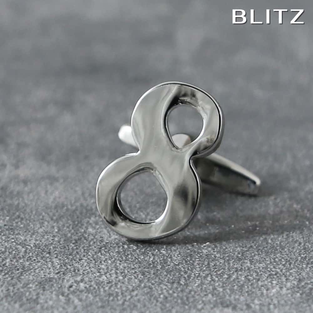 【BLITZ】 カフス カフスボタン オシャレ シャツ バラ売り シルバー 数字 8 メンズ カフリンクス CUFFS CUFFLINKS スーツ おしゃれ 紳...