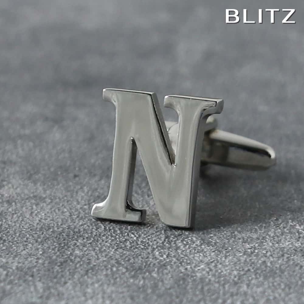 【BLITZ】 カフス カフスボタン オシャレ シャツ バラ売り シルバー アルファベット N メンズ カフリンクス CUFFS CUFFLINKS スーツ お...