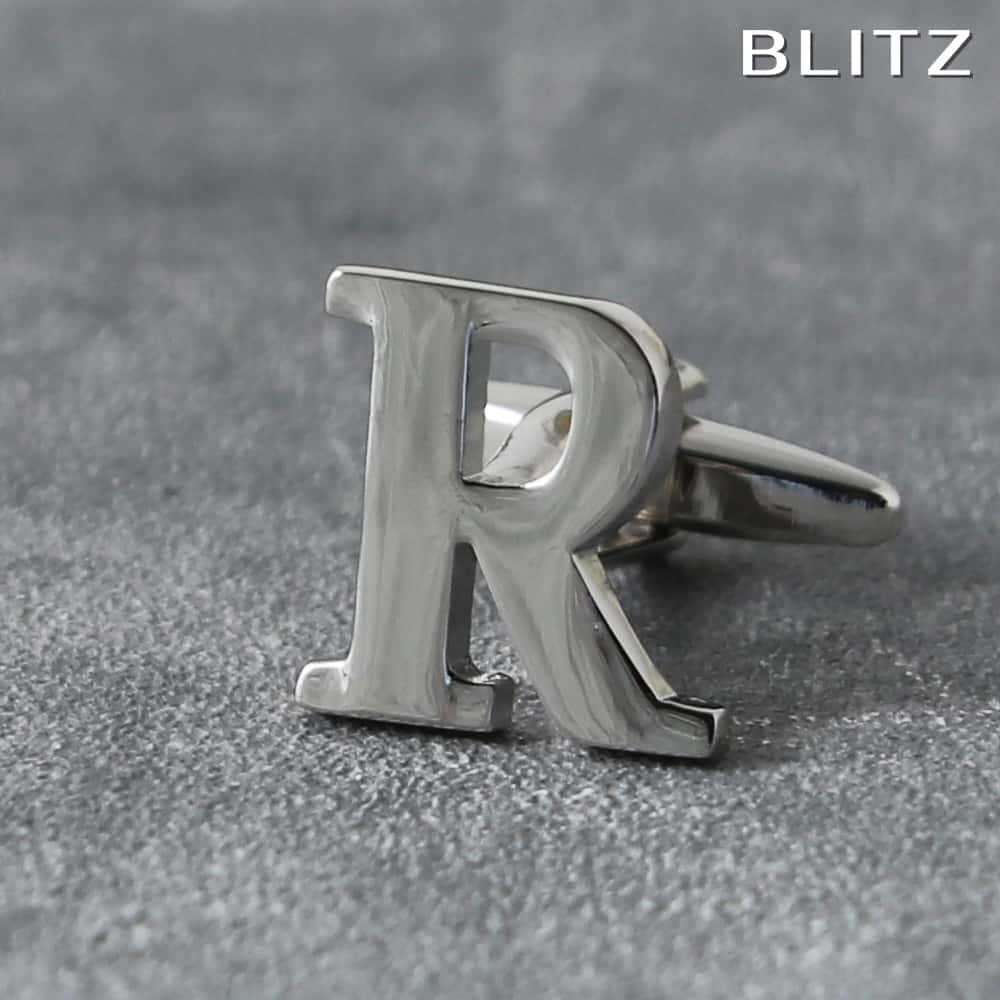 【BLITZ】 カフス カフスボタン オシャレ シャツ バラ売り シルバー アルファベット R メンズ カフリンクス CUFFS CUFFLINKS スーツ お...