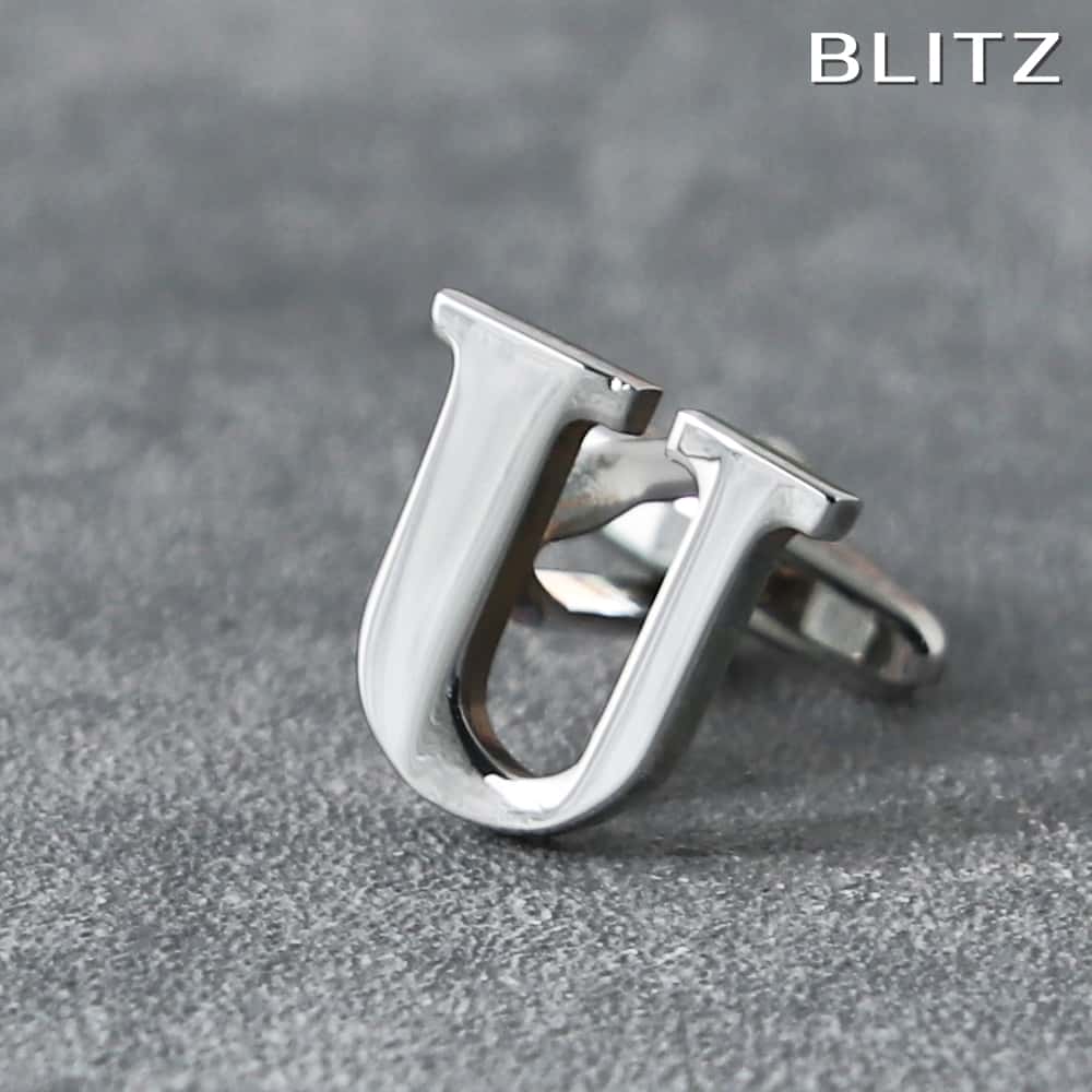 【BLITZ】 カフス カフスボタン オシャレ シャツ バラ売り シルバー アルファベット U メンズ カフリンクス CUFFS CUFFLINKS スーツ お...