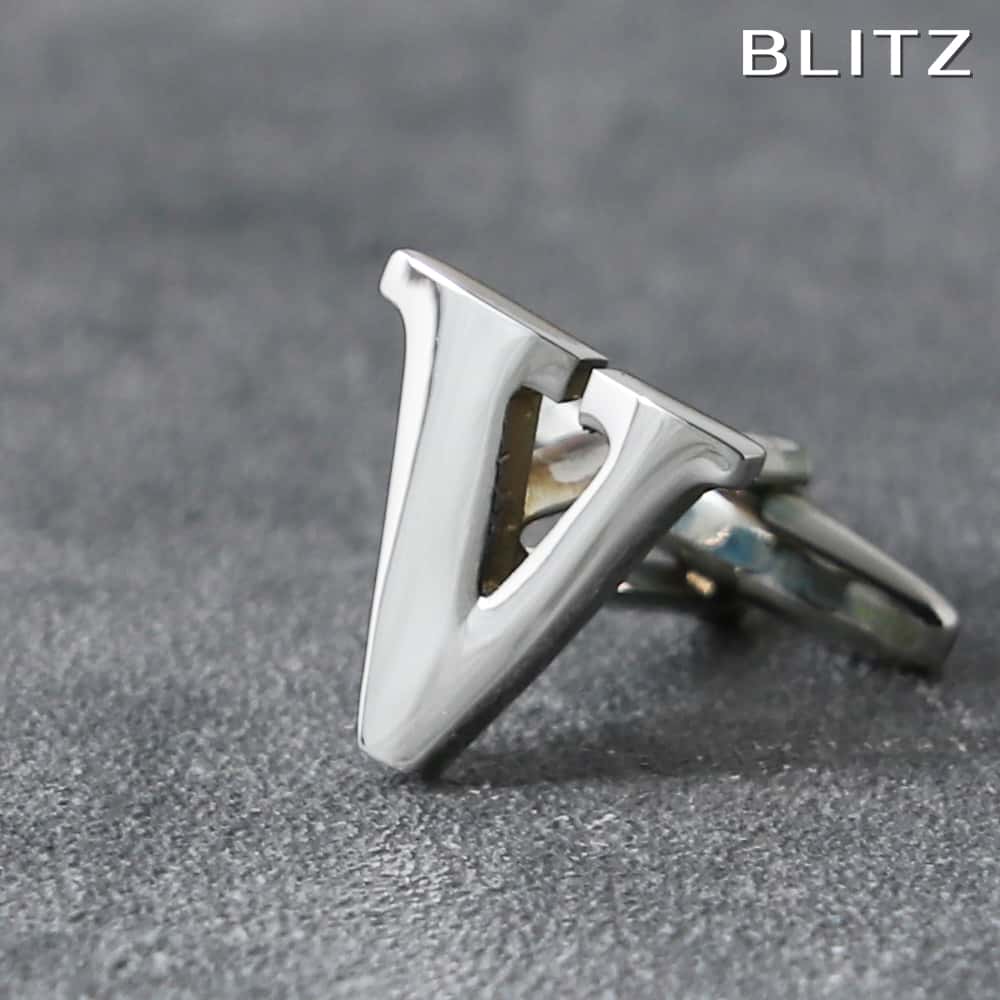 【BLITZ】 カフス カフスボタン オシャレ シャツ バラ売り シルバー アルファベット V メンズ カフリンクス CUFFS CUFFLINKS スーツ お...