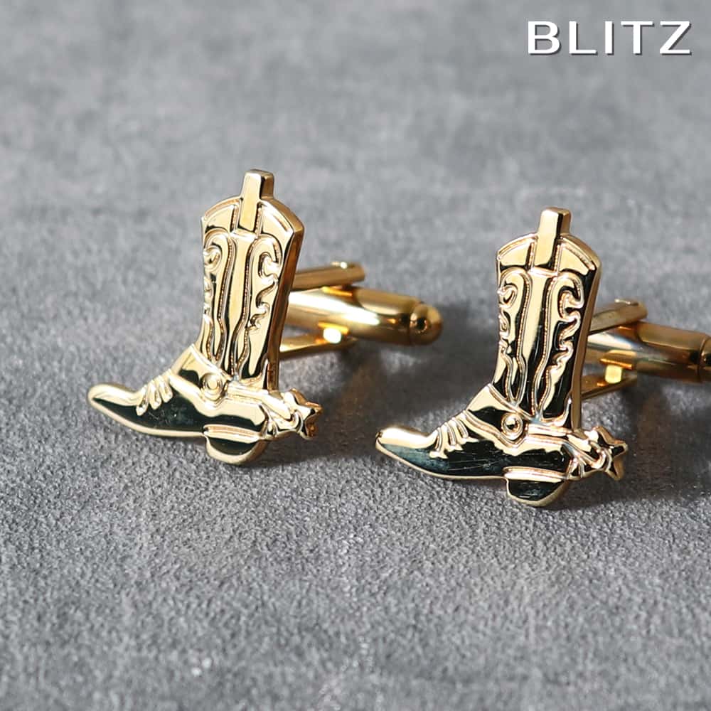 【BLITZ】 カフス カフスボタン オシャレ シャツ ゴールド ウェスタンブーツ メンズ カフリンクス CUFFS CUFFLINKS スーツ おしゃれ 紳士...