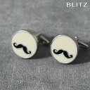 【BLITZ】 カフス カフスボタン オシャレ シャツ シルバー ホワイト 男爵ヒゲ ヒゲ お父さん パパ メンズ カフリンクス CUFFS CUFFLINKS...