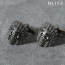 【BLITZ】 カフス カフスボタン オシャレ シャツ ブラック インディアン ガイコツ ドクロ 髑髏 メンズ カフリンクス CUFFS CUFFLINKS ス...
