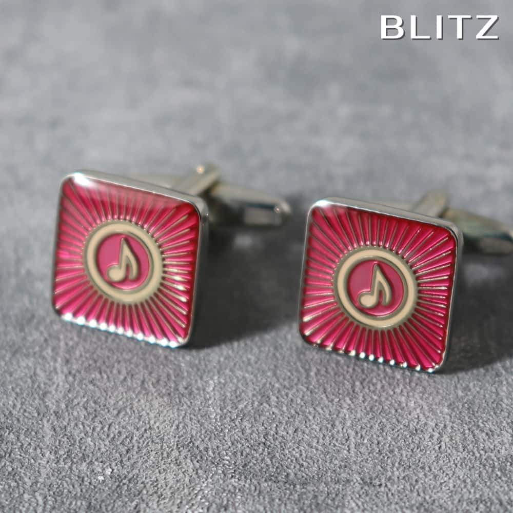 【BLITZ】 カフス カフスボタン オシャレ シャツ シルバー ピンク MUSIC 音符 アイコン メンズ カフリンクス CUFFS CUFFLINKS スー...