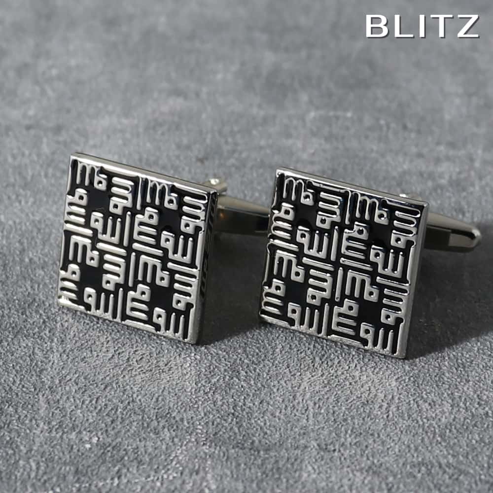 【BLITZ】 カフス カフスボタン オシャレ シャツ シルバー ブラック 回路 基盤 メンズ カフリンクス CUFFS CUFFLINKS スーツ おしゃれ ...