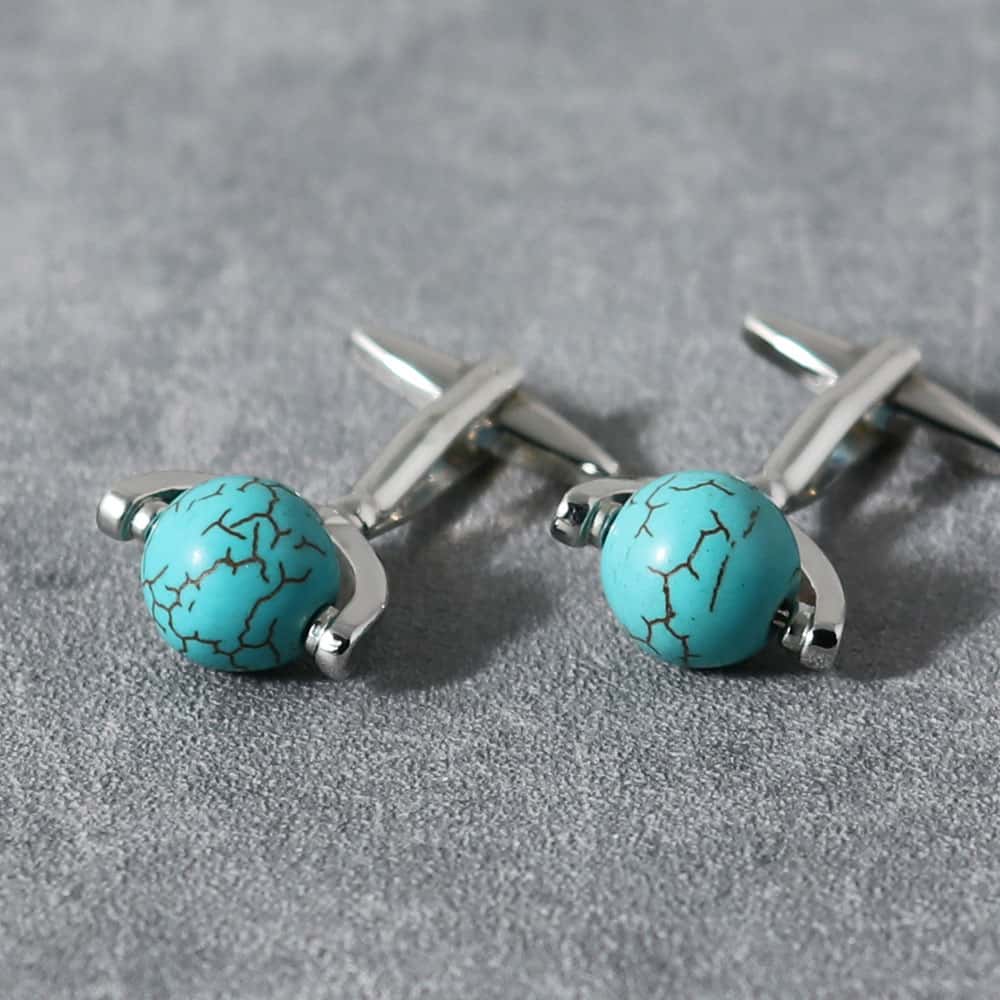 【835円OFF!楽天スーパーSALE期間限定!】 【BLITZ】 カフス カフスボタン オシャレ シャツ ターコイズ シルバー ボール メンズ カフリンクス CUFFS スーツ おしゃれ 紳士 シンプル ビジネス 仕事 就活 人気 ギフト プレゼント 30代 40代 50代 60代 入学式 卒業式 [M便 1/30]