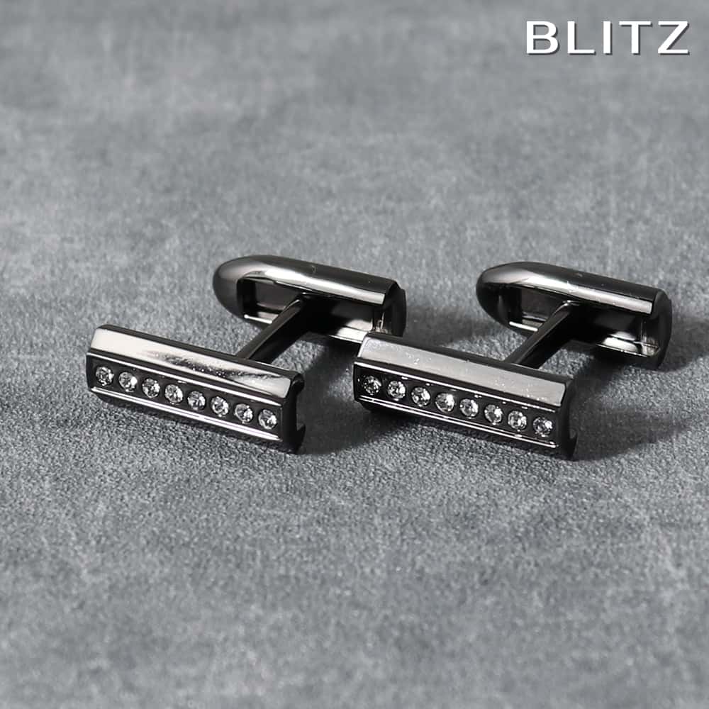 【BLITZ】 カフス カフスボタン オシャレ シャツ ブラック ストーン メンズ カフリンクス CUFFS CUFFLINKS スーツ おしゃれ 紳士 シンプ...