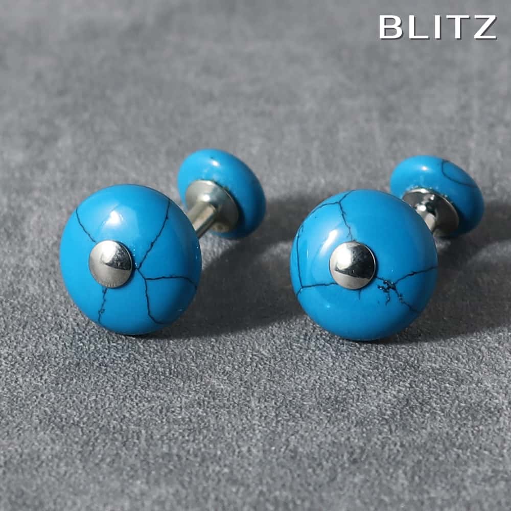 【BLITZ】 カフス カフスボタン オシャレ シャツ ターコイズ シルバー メンズ カフリンクス CUFFS CUFFLINKS スーツ おしゃれ 紳士 シン...