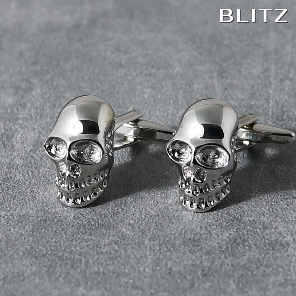 【BLITZ】 カフス カフスボタン オシャレ シャツ シルバー ガイコツ ドクロ 髑髏 メンズ カフリンクス CUFFS CUFFLINKS スーツ おしゃれ...
