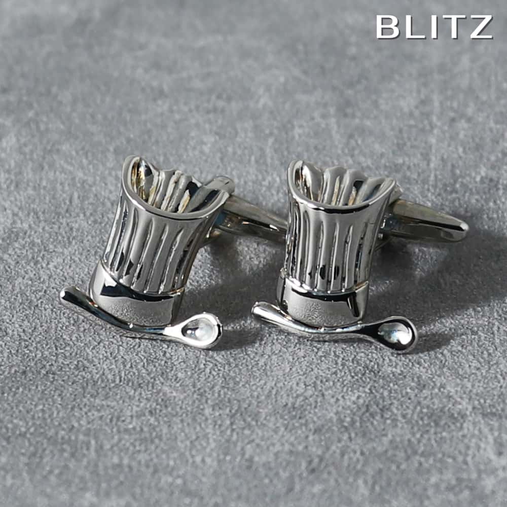 【BLITZ】 カフス カフスボタン オシャレ シャツ シルバー コック帽 スプーン メンズ カフリンクス CUFFS CUFFLINKS スーツ おしゃれ 紳...