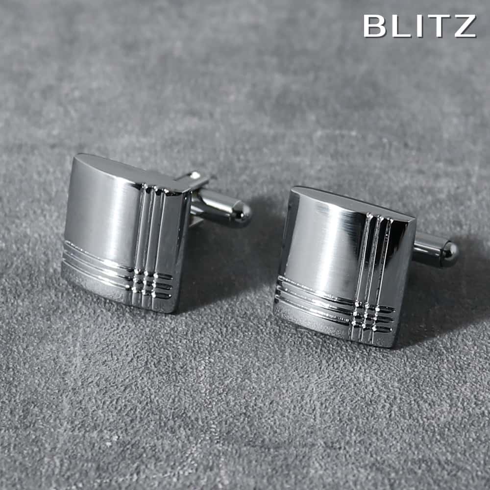 【BLITZ】 カフス カフスボタン オシャレ シャツ シルバー 3本線 メンズ カフリンクス CUFFS CUFFLINKS スーツ おしゃれ 紳士 シンプル...