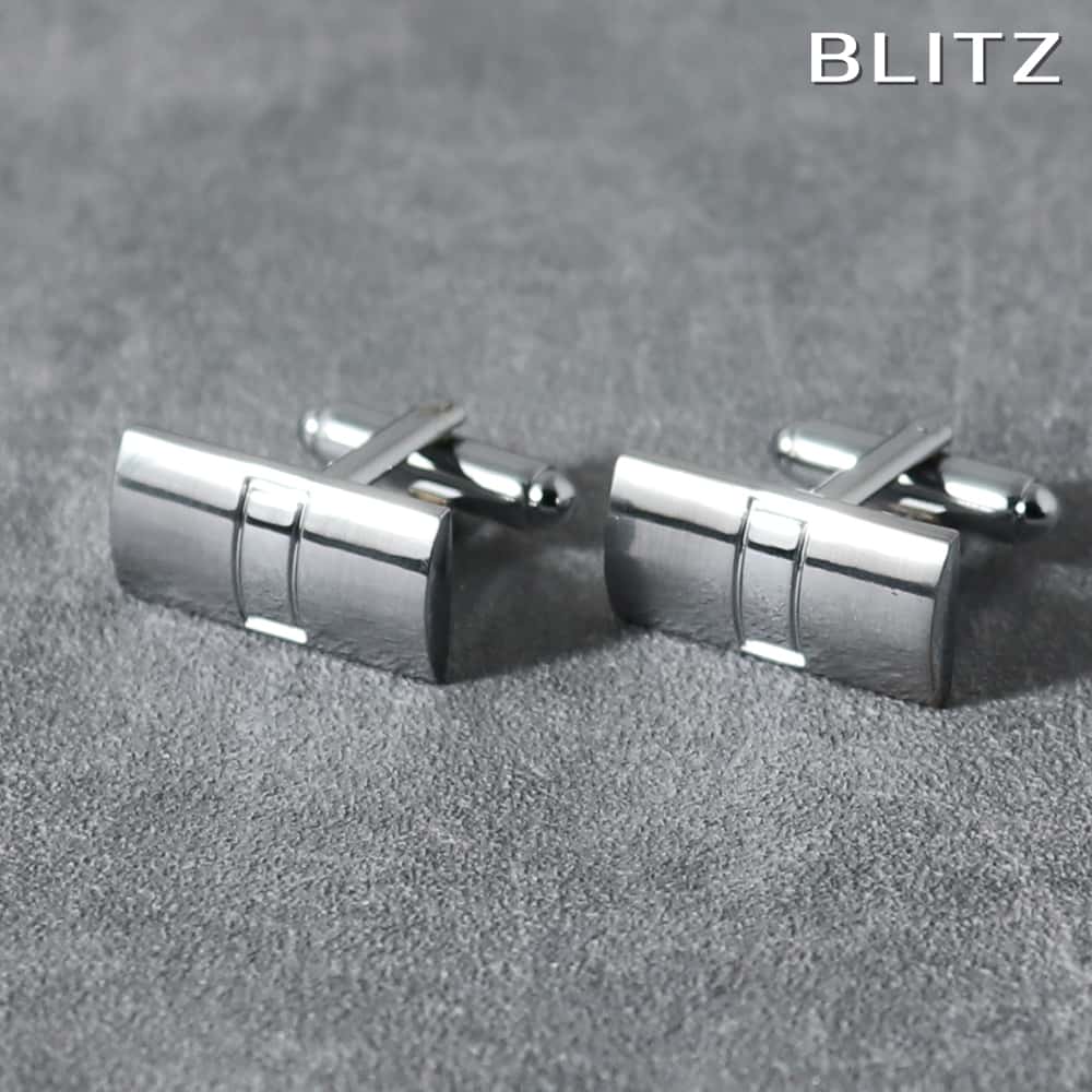 【BLITZ】 カフス カフスボタン オシャレ シャツ シルバー 長方形 メンズ カフリンクス CUFFS CUFFLINKS スーツ おしゃれ 紳士 シンプル...