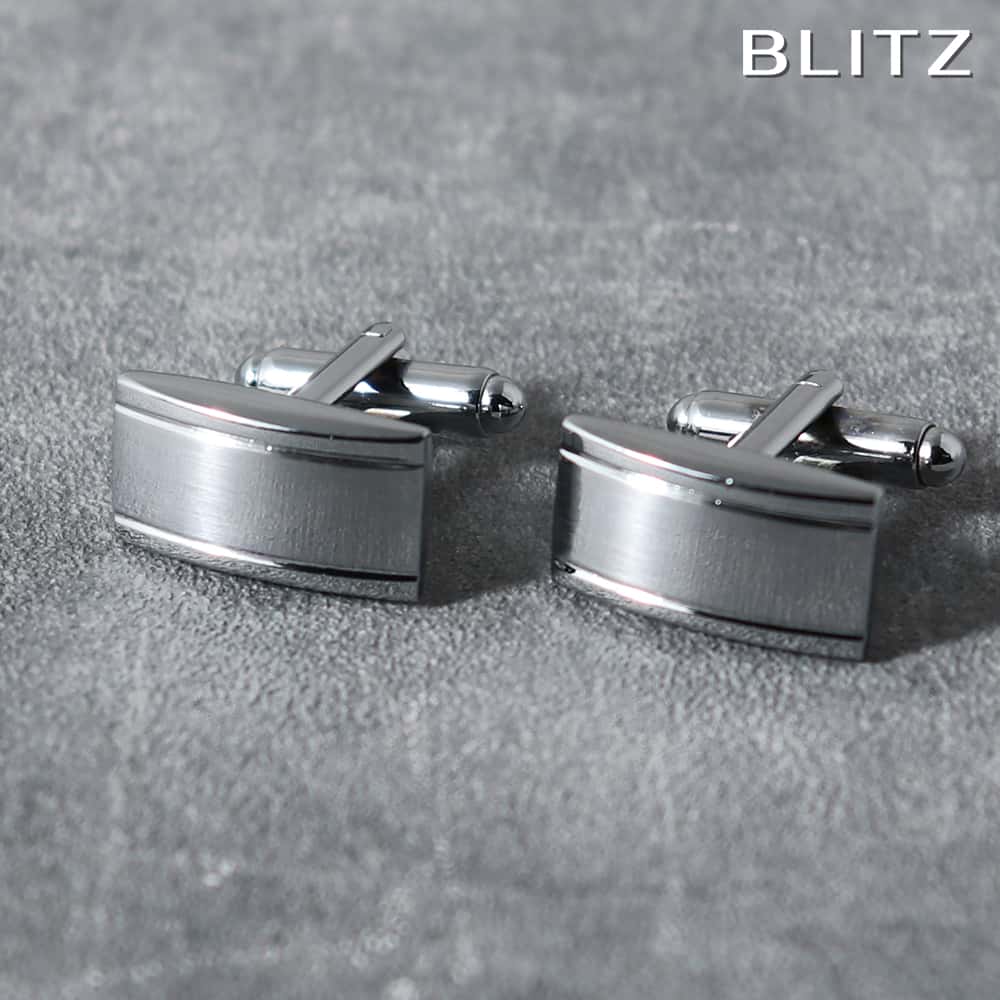 【BLITZ】 カフス カフスボタン オシャレ シャツ シルバー 長方形 メンズ カフリンクス CUFFS CUFFLINKS スーツ おしゃれ 紳士 シンプル...