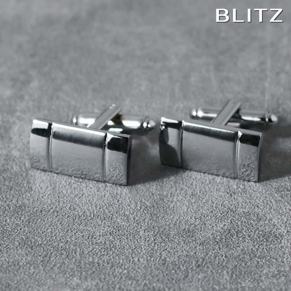 【BLITZ】 カフス カフスボタン オシャレ シャツ シルバー 長方形 メンズ カフリンクス CUFFS CUFFLINKS スーツ おしゃれ 紳士 シンプル...