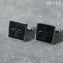 【BLITZ】 カフス カフスボタン オシャレ シャツ シルバー ブラック 正方形 花 フラワー メンズ カフリンクス CUFFS CUFFLINKS スーツ ...