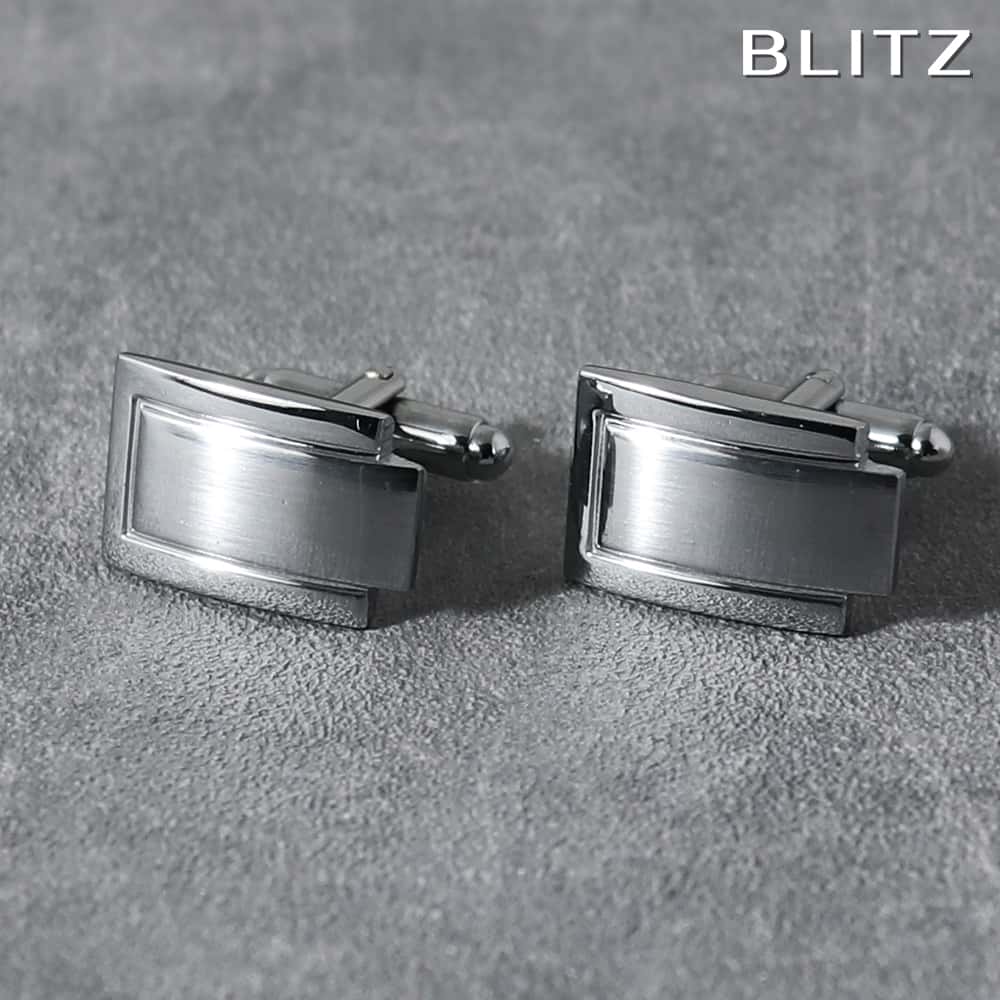 【BLITZ】 カフス カフスボタン オシャレ シャツ シルバー 長方形 メンズ カフリンクス CUFFS CUFFLINKS スーツ おしゃれ 紳士 シンプル...