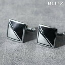 【BLITZ】 カフス カフスボタン オシャレ シャツ シルバー ブラック 正方形 メンズ カフリンクス CUFFS CUFFLINKS スーツ おしゃれ 紳士...