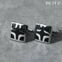 【BLITZ】 カフス カフスボタン オシャレ シャツ シルバー ブラック 正方形 十字 クロス メンズ カフリンクス CUFFS CUFFLINKS スーツ ...