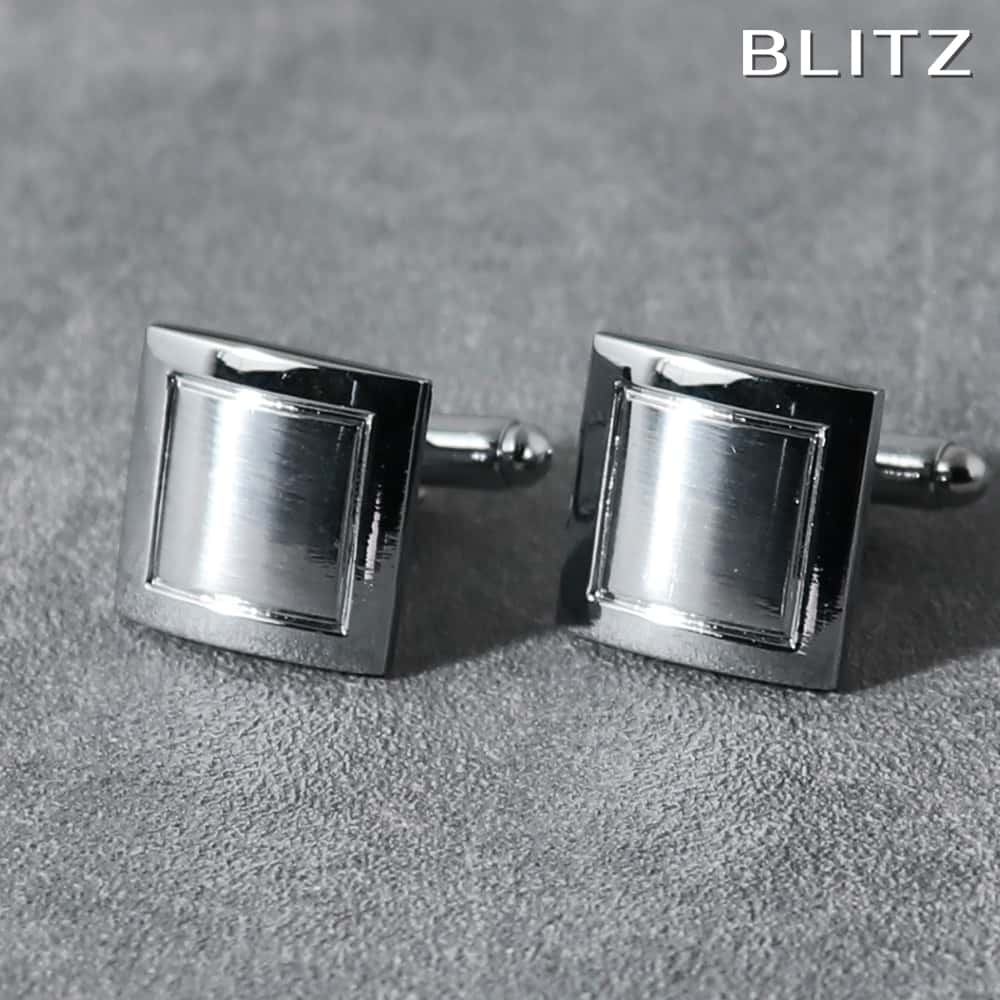 【BLITZ】 カフス カフスボタン オシャレ シャツ シルバー 正方形 メンズ カフリンクス CUFFS CUFFLINKS スーツ おしゃれ 紳士 シンプル...