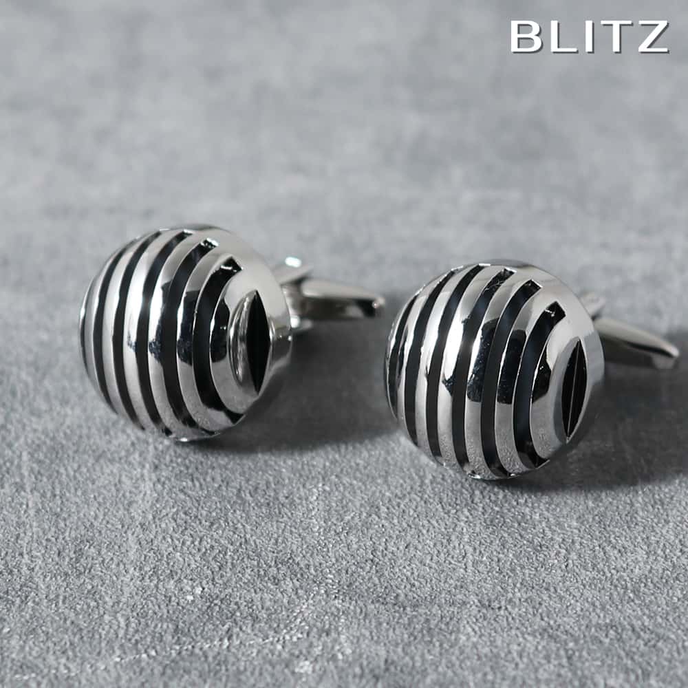 【BLITZ】 カフス カフスボタン オシャレ シャツ シルバー 半球体 溝 メンズ カフリンクス CUFFS CUFFLINKS スーツ おしゃれ 紳士 シン...