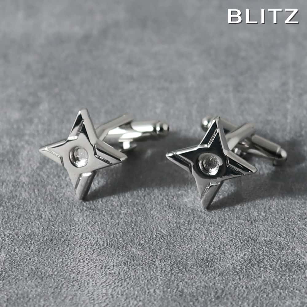 【BLITZ】 カフス カフスボタン オシャレ シャツ シルバー 手裏剣 メンズ カフリンクス CUFFS CUFFLINKS スーツ おしゃれ 紳士 シンプル...