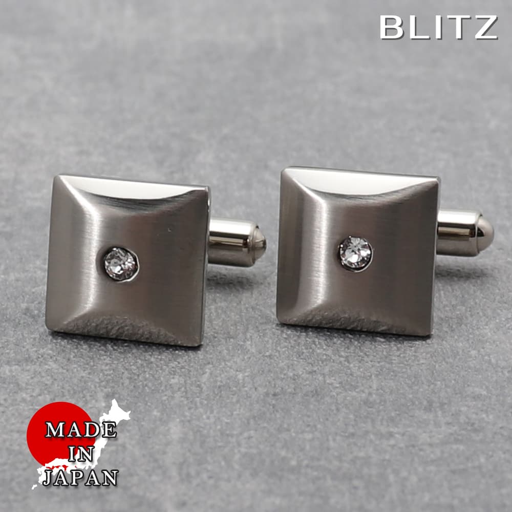 【BLITZ】 カフス カフスボタン オシャレ シャツ シルバー 誕生石 4月 クリスタル メンズ カフリンクス CUFFS CUFFLINKS スーツ おしゃ...
