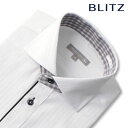 BLITZ 長袖 綿混素材 ホワイト ストライプ カッタウェイ ホリゾンタル 形態安定 ワイシャツ Yシャツ メンズ シャツ [ ドレスシャツ デザイン 渋い ...