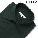 BLITZ 長袖 綿混素材 ブラック ストライプ ワイドカラー ダブルカフス 形態安定 ワイシャツ Yシャツ メンズ シャツ [ ドレスシャツ デザイン 渋い ...