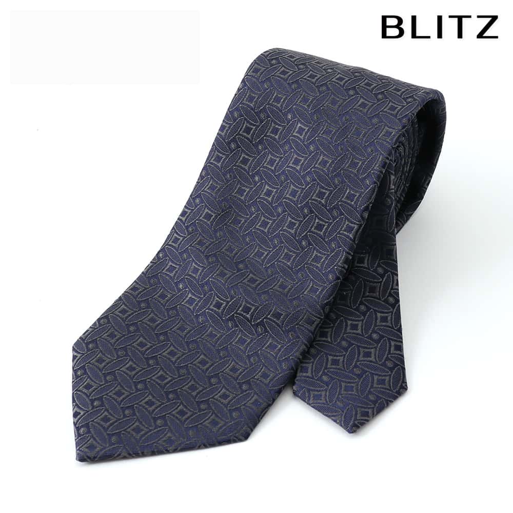 【BLITZ】 ネクタイ シルク 100% 日本製 ダークネイビー メンズ ワイシャツ スーツ おしゃれ 紳士 シンプル ビジネス 仕事 結婚式 就活 人気 ギ...