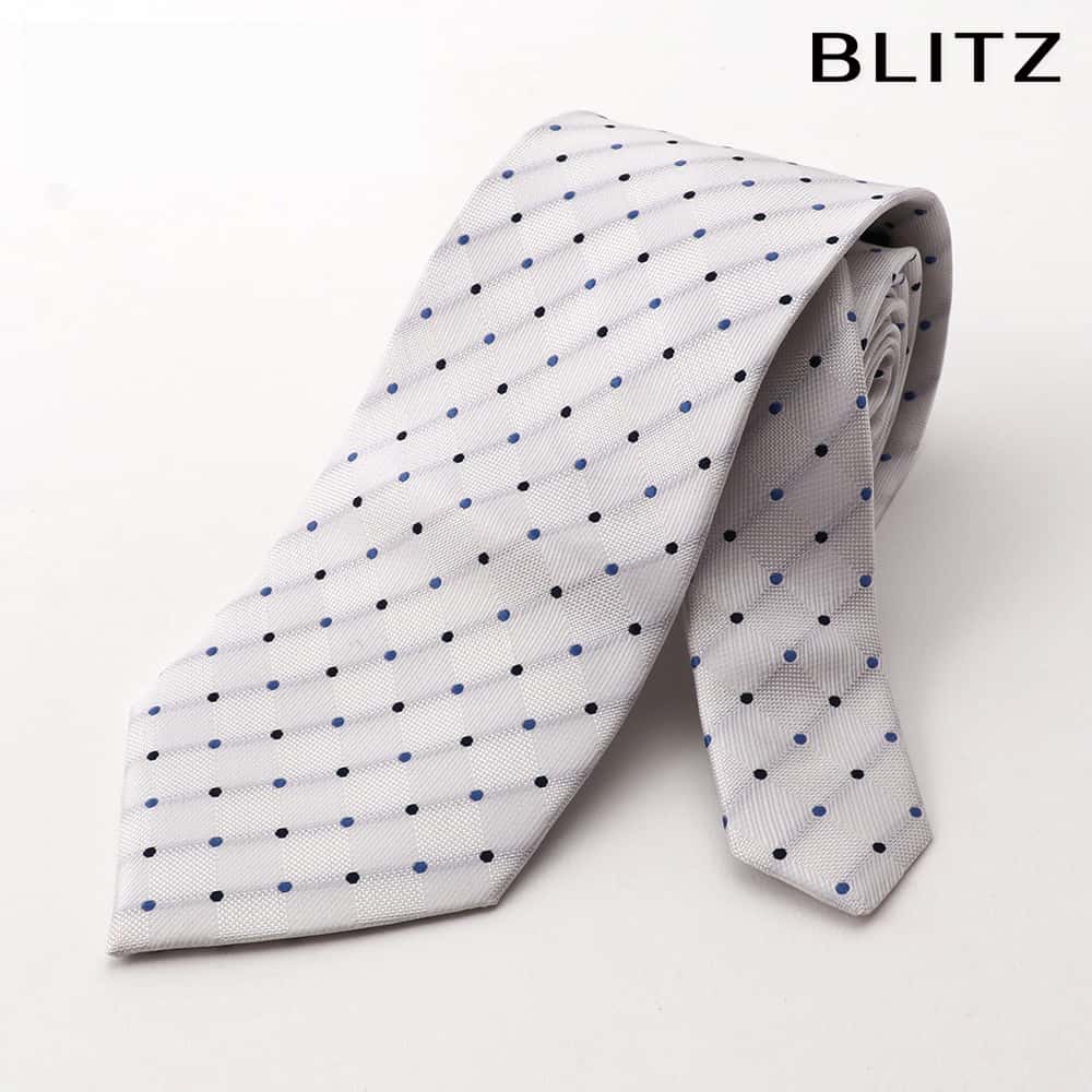 【BLITZ】 ネクタイ シルク混 ホワイ
