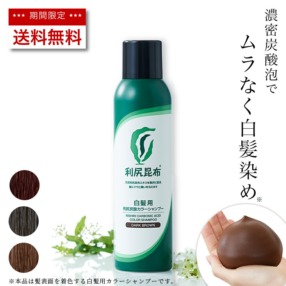 【今だけ送料無料】利尻炭酸カラーシャンプー 180g ムラなく染まる 濃密泡 白髪染め 無添加 天然由来 植物由来 カラーリング ヘアカラー シャンプー 低刺激 利尻昆布 炭酸 敏感肌 ノンシリコン ダメージ 補修 臭わない ヘア ケア 潤い成分 全体染め 正規品