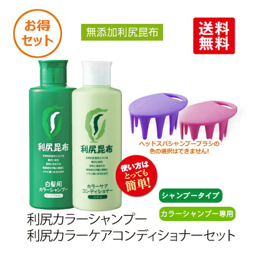 白髪染め シャンプー 利尻カラーシャンプー＆カラーケアコンディショナーセット 200ml 利尻昆布 ブラック ダークブラ…