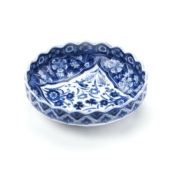 Mino Ware - 美濃焼 染付更紗 小鉢 径14x高4.5cm【美濃焼 ,染付,鉢,小鉢】【hachi,made in japan】【bloom-plus】