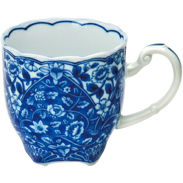 Rakuten - 染付花更紗 マグカップ径8.5x高8.5cm 260ml 美濃焼 ブルーム 日本製 陶器 食器 プレゼント 和食器 和風 染付