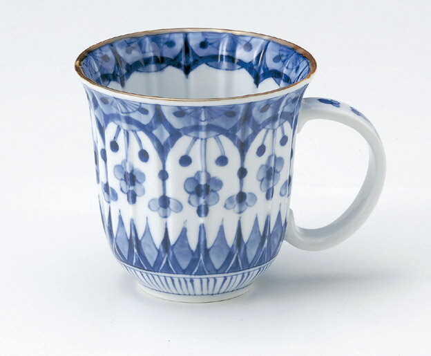 【在庫限り】しだれ小花 マグカップ 径9x高9cm 320ml 美濃焼 ブルーム 日本製 陶器 食器 和食器 和風 染付 花