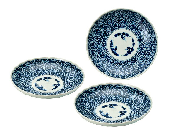 Rakuten - 美濃焼 和食器 染付たこ唐草 大皿3枚組 23cm パスタ